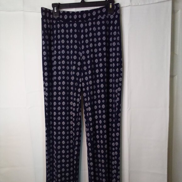 Vince Camuto Pants Women S Pull On Elastic Waist Soft Stretched Pattern Blue - Picture 1 of 16
